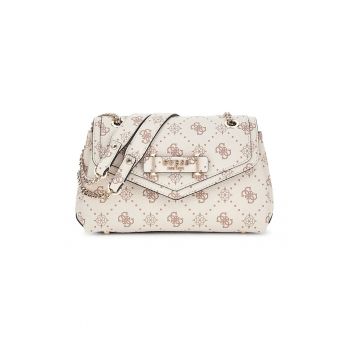 Geanta crossbody cu model monograma - Crem