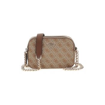 Geanta crossbody cu model monograma - Maro inchis/Maro deschis