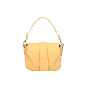 Geanta crossbody de piele cu aspect texturat 24937 - Galben deschis