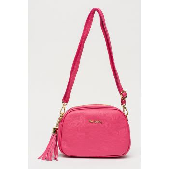 Geanta crossbody de piele cu canaf - Fucsia