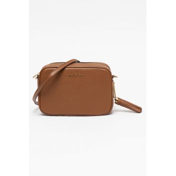 Geanta crossbody de piele cu canaf Jet Set - Caramel