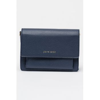 Geanta crossbody de piele ecologica cu clapa - Bleumarin