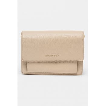 Geanta crossbody de piele ecologica cu clapa - Maro taupe deschis