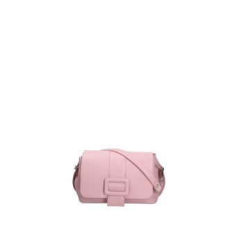 Geanta crossbody de piele - Roz deschis