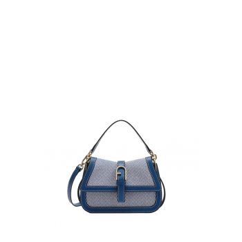 Geanta crossbody din material textil cu insertii din piele Seraphina Lux - Denim Blue