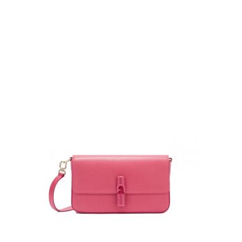 Geanta crossbody din piele cu clapa Amorena - Fucsia