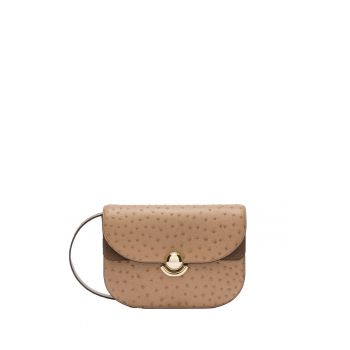Geanta crossbody din piele cu model Celeste Pro - Maro taupe