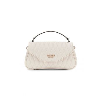 Geanta crossbody din piele ecologica cu aspect matlasat - Crem