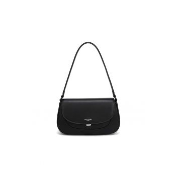 Geanta crossbody din piele ecologica cu clapa Elora - Negru