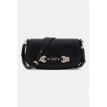 Geanta crossbody din piele ecologica cu clapa - Negru