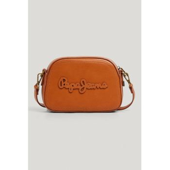 Geanta crossbody din piele ecologica cu imprimeu logo - Maro scortisoara