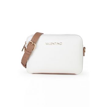 Geanta crossbody din piele ecologica cu logo metalic Alexia - Maro inchis/Alb optic