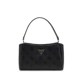 Geanta crossbody din piele ecologica cu model monograma - Negru