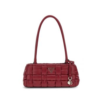 Geanta cu bareta de umar si aspect impletit - Rosu