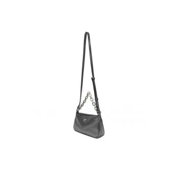 Geanta dama  Half Moon Baguette M - Gun Metal - din piele naturala