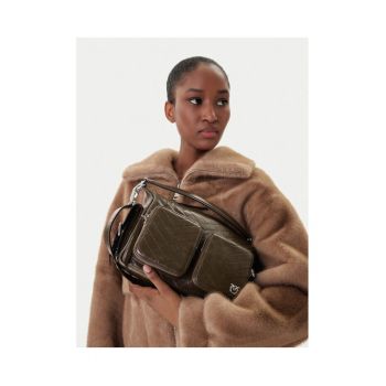 Geanta dama  Marrone Castano L74E - piele naturala - model Cargo Camera Bag - culoare maro.