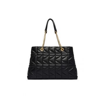 Geanta dama  neagra/aurie - din piele naturala - model A4W30085