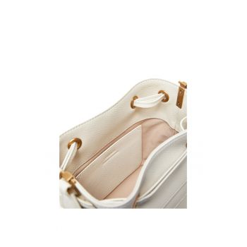 Geanta dama  Secchiello Mini - piele naturala - alba