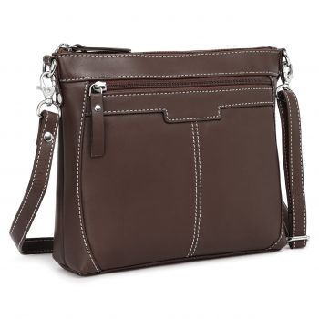 Geanta de dama, Claudie GT3881, piele naturala, Maro inchis