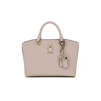 Geanta de mana cu buzunar exterior cu fermoar - Roz pal