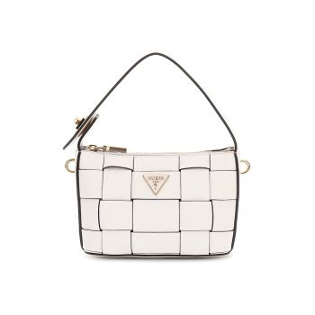 Geanta de mana mica cu aplicatie logo - Alb murdar