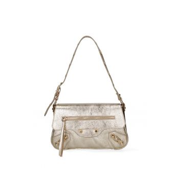 Geanta de piele cu bareta de umar - Auriu