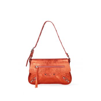 Geanta de piele cu bareta de umar - Roz