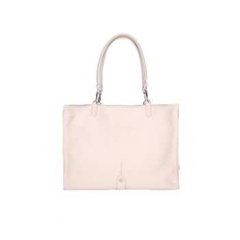 Geanta de piele cu bareta detasabila de umar - Bej