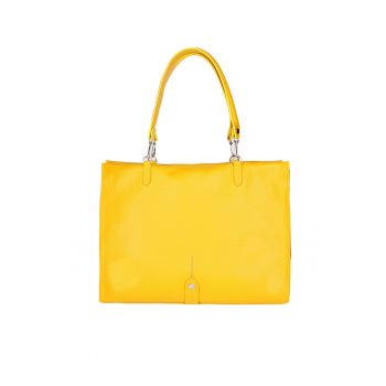 Geanta de piele cu bareta detasabila de umar - Galben