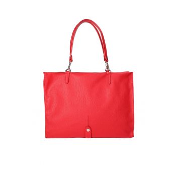 Geanta de piele cu bareta detasabila de umar - Rosu