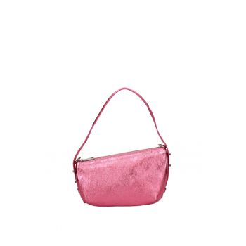 Geanta de piele cu bareta detasabila - Fucsia