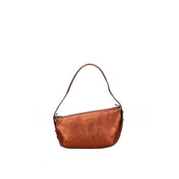 Geanta de piele cu bareta detasabila - Maro