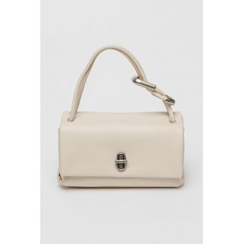 Geanta de piele cu maner si clapa - Alb murdar