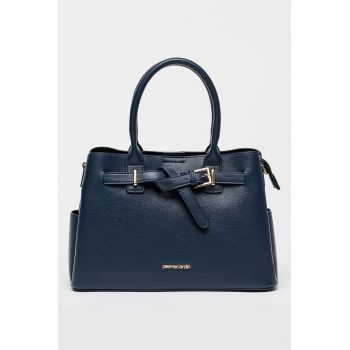 Geanta de piele ecologica cu bareta de umar ajustabila si detasabila - Albastru inchis