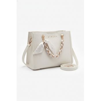 Geanta de piele ecologica cu bareta de umar - Alb fildes