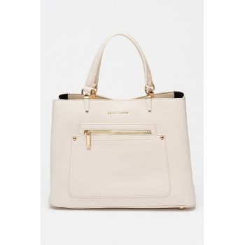 Geanta de piele ecologica cu bareta de umar - Bej deschis