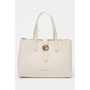 Geanta de piele ecologica cu bareta de umar - Bej deschis