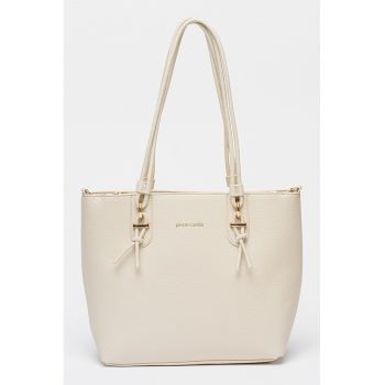 Geanta de piele ecologica cu bareta de umar - Bej deschis