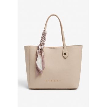 Geanta de piele ecologica cu bareta de umar - Bej inchis