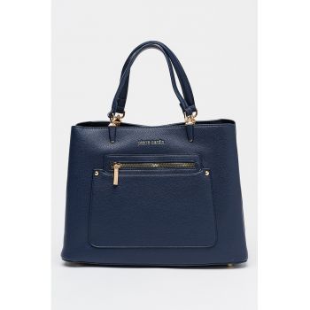 Geanta de piele ecologica cu bareta de umar - Bleumarin