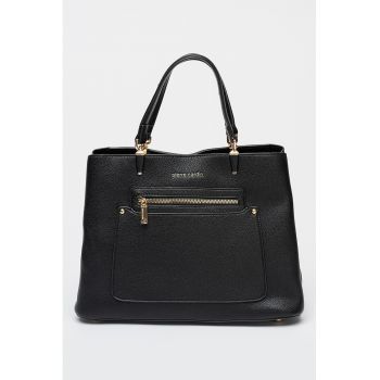 Geanta de piele ecologica cu bareta de umar - Negru