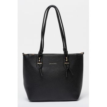 Geanta de piele ecologica cu bareta de umar - Negru