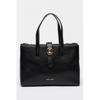 Geanta de piele ecologica cu bareta de umar - Negru