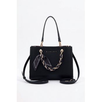 Geanta de piele ecologica cu bareta de umar - Negru