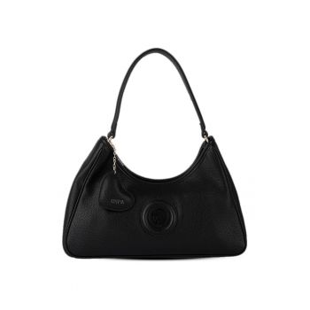 Geanta de piele ecologica cu bareta de umar - Negru