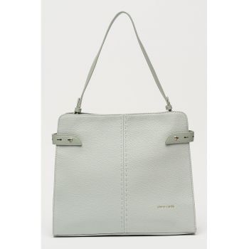 Geanta de piele ecologica cu bareta de umar si logo - Verde pal