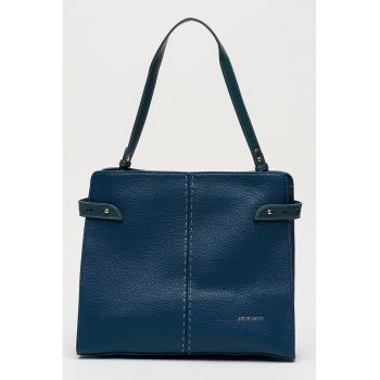 Geanta de piele ecologica cu bareta de umar si logo - Verde persan