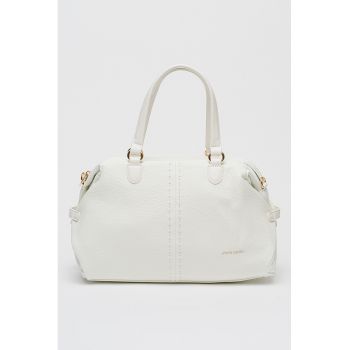 Geanta de piele ecologica cu bareta detasabila de umar - Alb