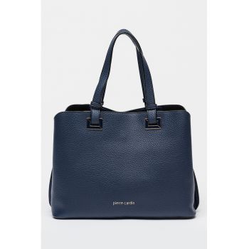 Geanta de piele ecologica cu bareta detasabila de umar - Bleumarin