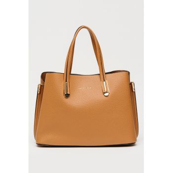 Geanta de piele ecologica cu bareta detasabila de umar - Maro scortisoara